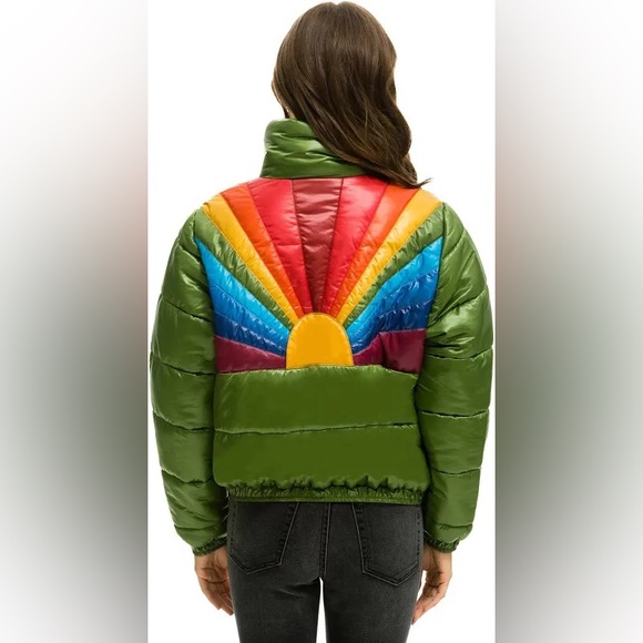 Aviator Nation Green Sunburst Puffer Jacket - Size Small NWT - Picture 2 of 3
